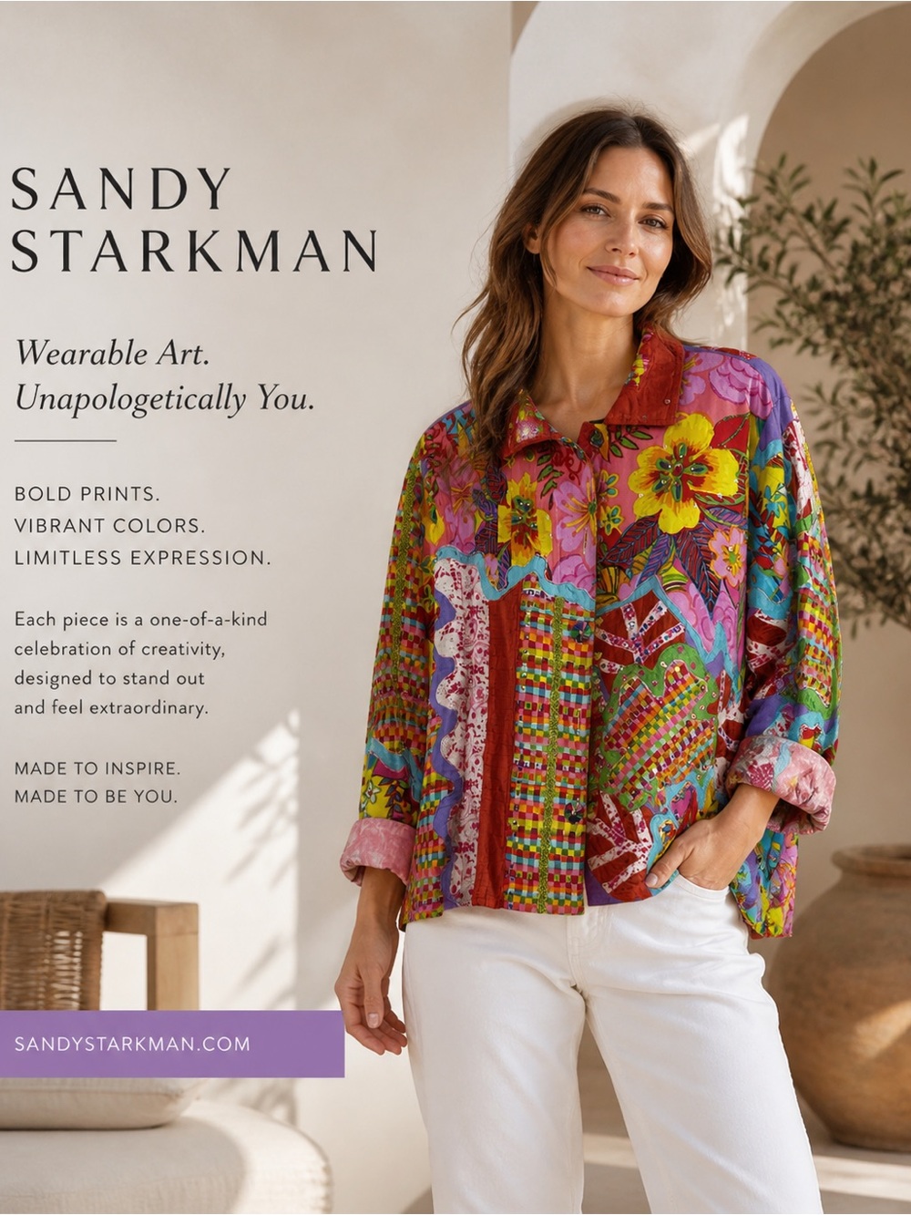 Sandy Starkman Multicolor Floral Patchwork Jean Jacket XL